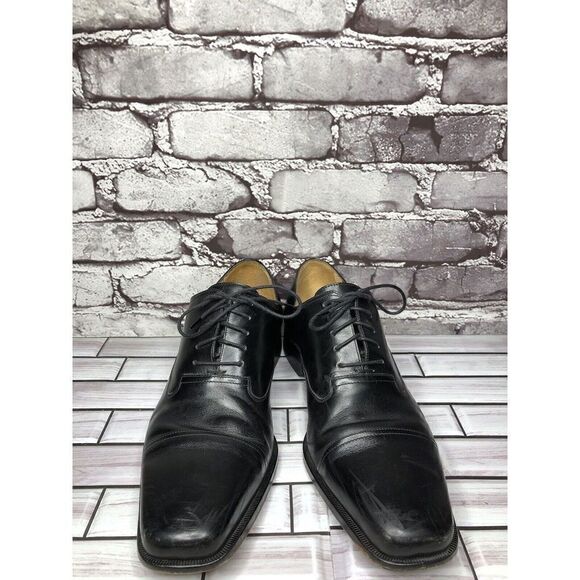 Mezlan Lancer Black Leather Square Cap Toe Lace Oxfords Shoes Men sz 10M US/43EU main image 12